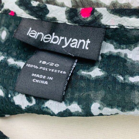 Lane Bryant Women Popover Top Semi Sheer Black Pink Print Pintuck Pleat Sz 18/20 - Picture 8 of 10